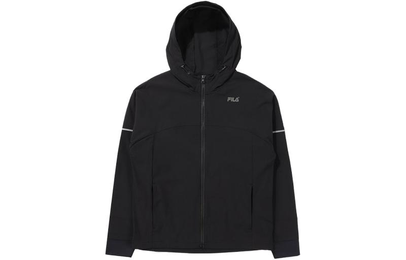 FILA Black Solid Color Zipper Hoodie Jacket Long Sleeve FS2WTE2251F-BLK