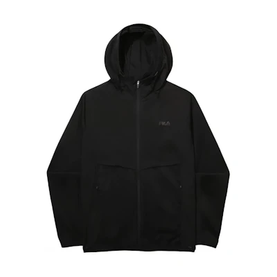 FILA Black Solid Hoodie Zip-Up Jacket with Logo Long Sleeves FS2JKG2202M-BLK