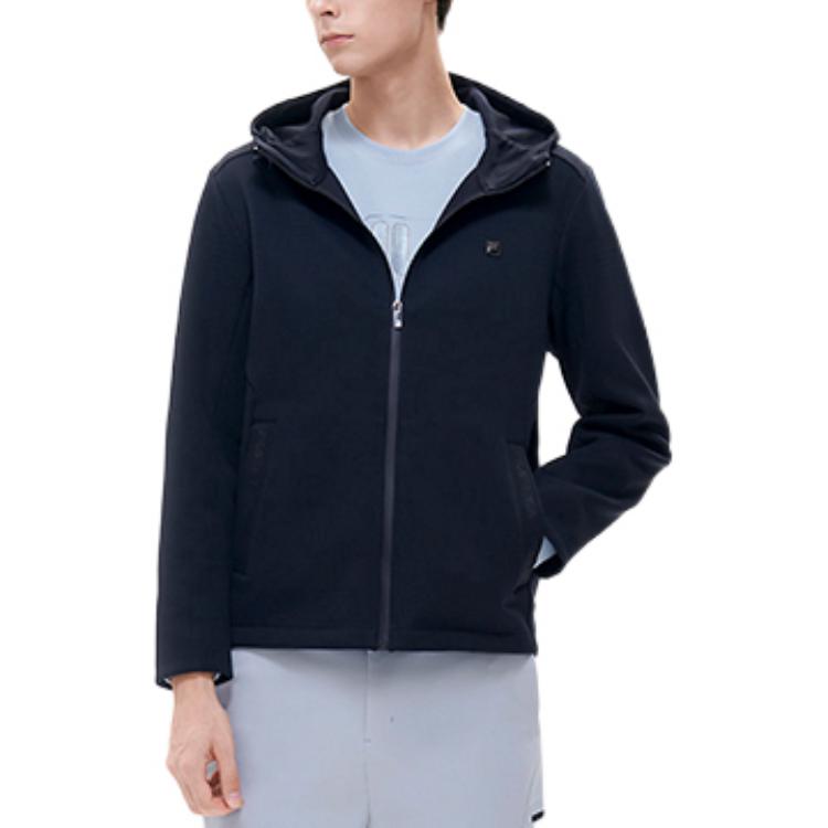 FILA Black Solid Logo Hoodie Jacket with Zipper F11M217503F-NV 圖 4