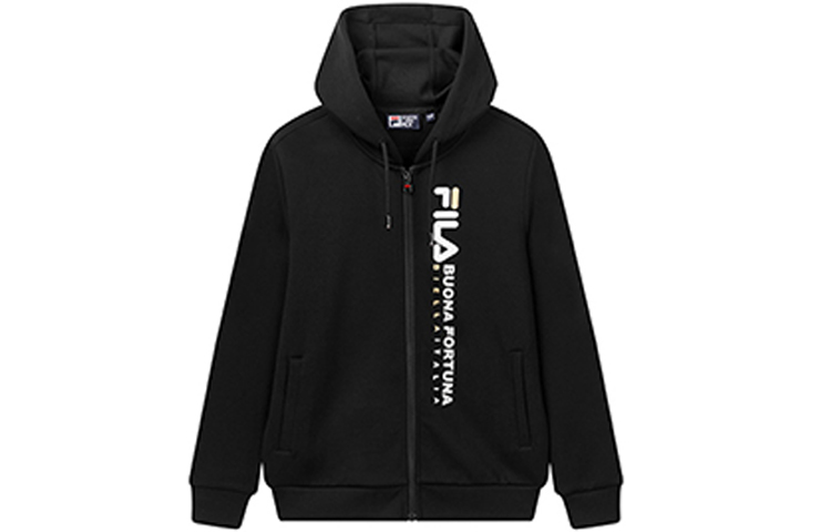 FILA Black Sports Fashion Knit Hooded Jacket F11M018520F-BK