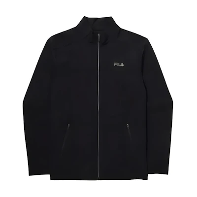 FILA Black Stand Collar Casual Solid Long-Sleeve Jacket 1100FS2FTG2201MBLK