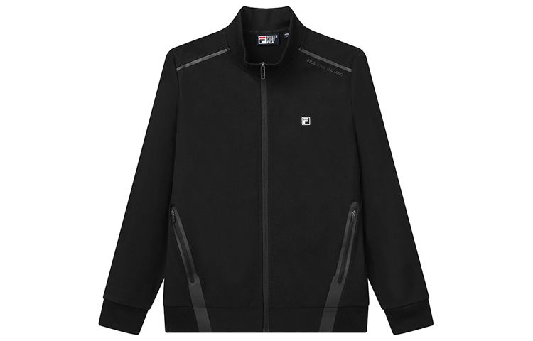 FILA Black Stand Collar Logo Print Sports Jacket Regular Fit F11M132555F-BK
