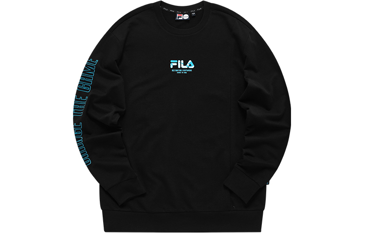 FILA Black Streetwear Knitted Pullover Sports Sweatshirt T11M133203F-BK