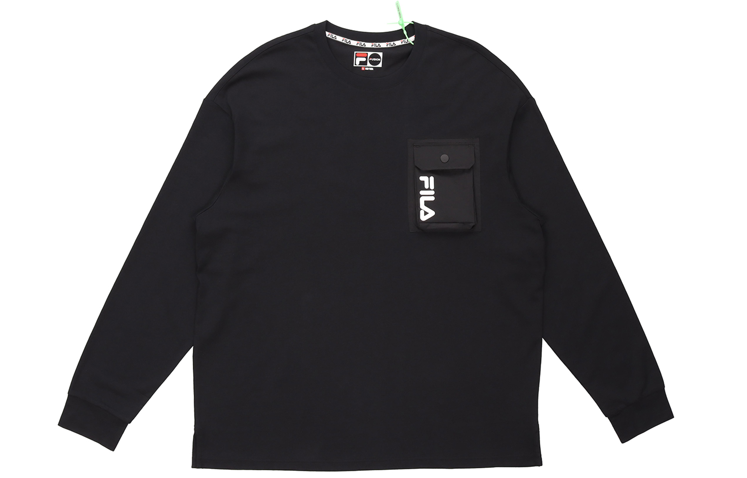 FILA Black Technical Hoodie with Letter Print Design T11M113201F-BK