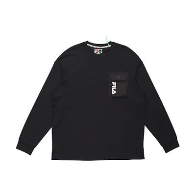 FILA Black Technical Hoodie with Letter Print Design T11M113201F-BK