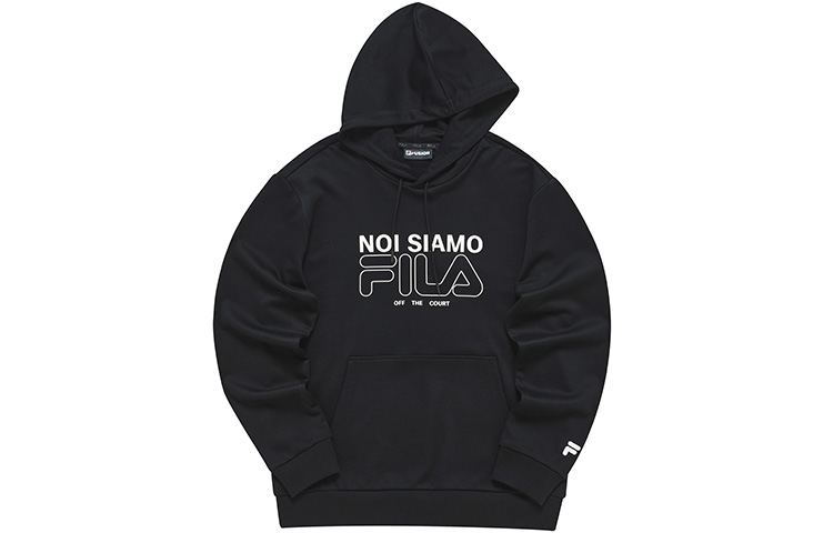 FILA Black Tennis Hoodie with Simple Letter Print Design T11M243206FBK