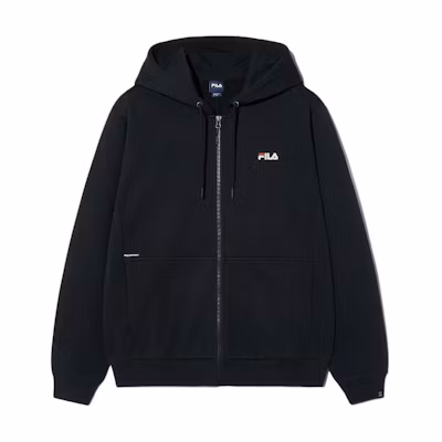 FILA Black Unisex Oversized Hoodie with Logo and Zipper FS2FTH1101U-BLK