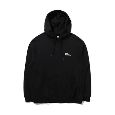 FILA Black Unisex Pullover Hoodie with Solid Color and Letter Print Design FE2POD6101X-BLK