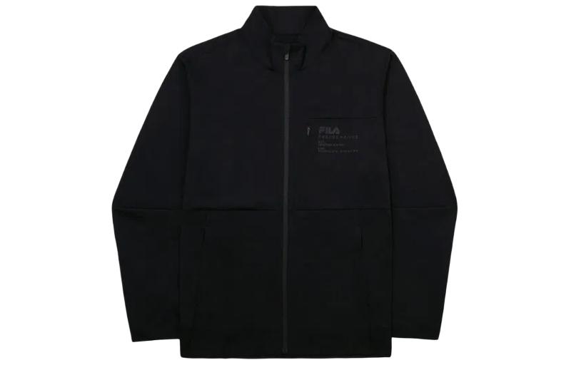 FILA Black Utility Jacket with Logo Print and Zip-Up Stand Collar FS2FTG2206M-BLK