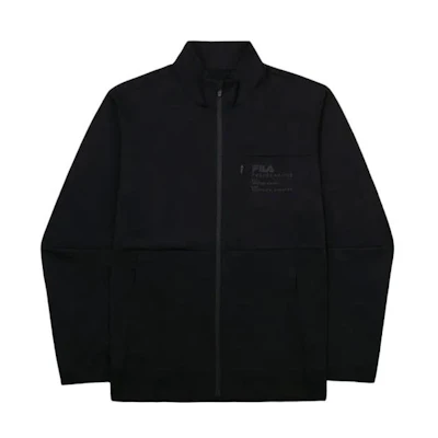 FILA Black Utility Jacket with Logo Print and Zip-Up Stand Collar FS2FTG2206M-BLK