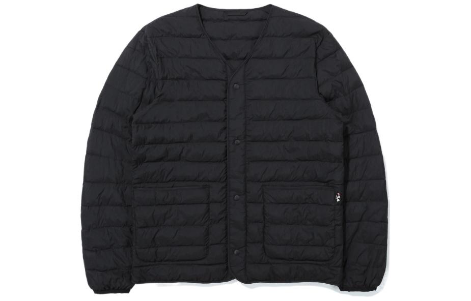 FILA Black V-Neck Single-Breasted Unisex Jacket FE2JKD6114X-BLK