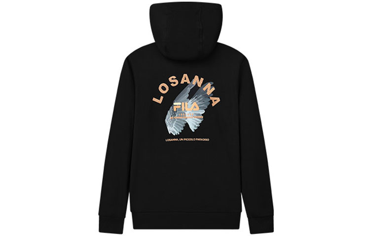 FILA Black Wing Letter Print Pullover Hoodie American Style F11M138255F-BK