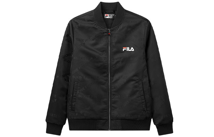 FILA Black Woven Letter Logo Jacket F11M018712F-BK