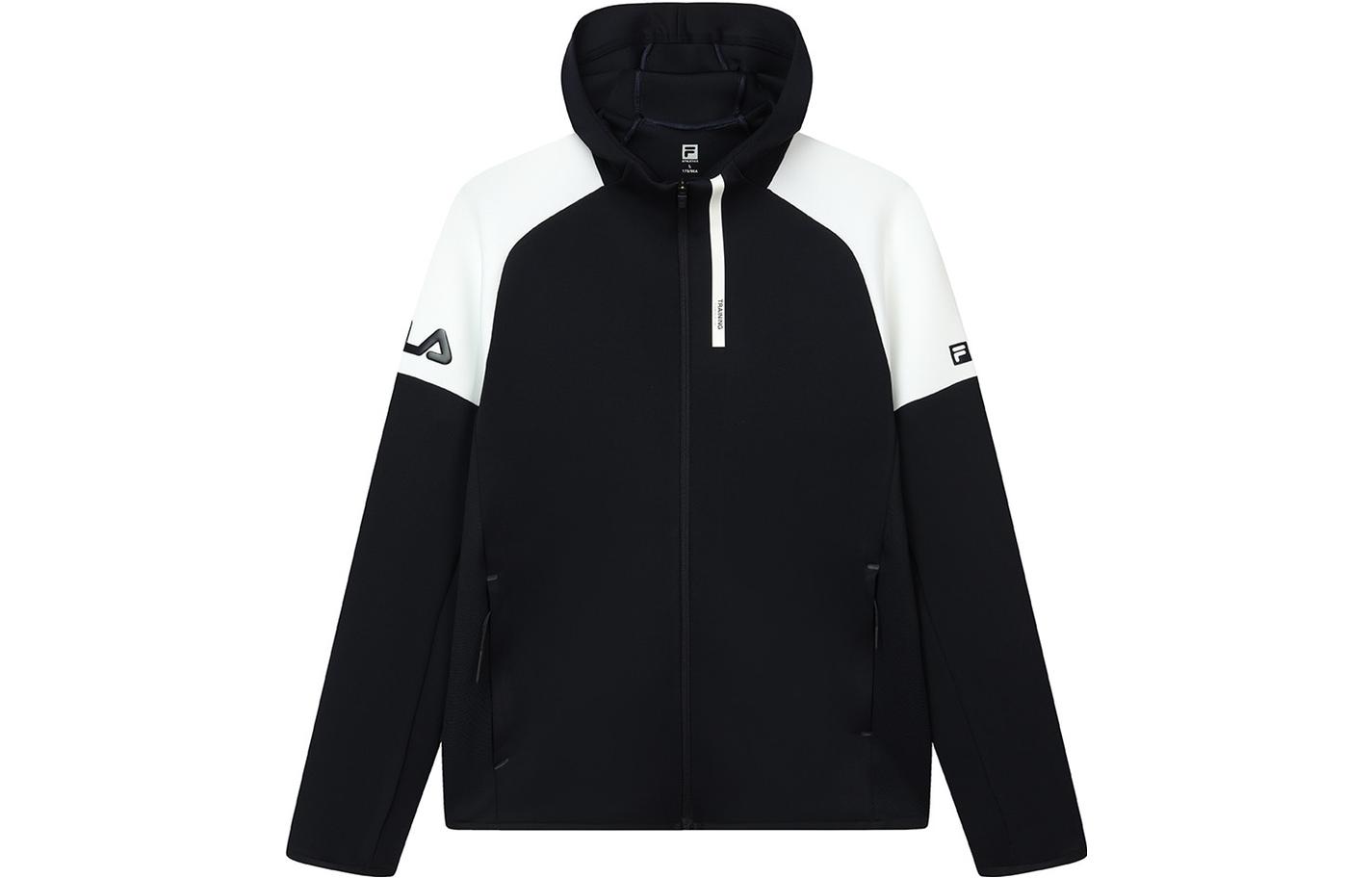 FILA Black Zip-Up Hoodie with Logo Print A61M211501F-NV