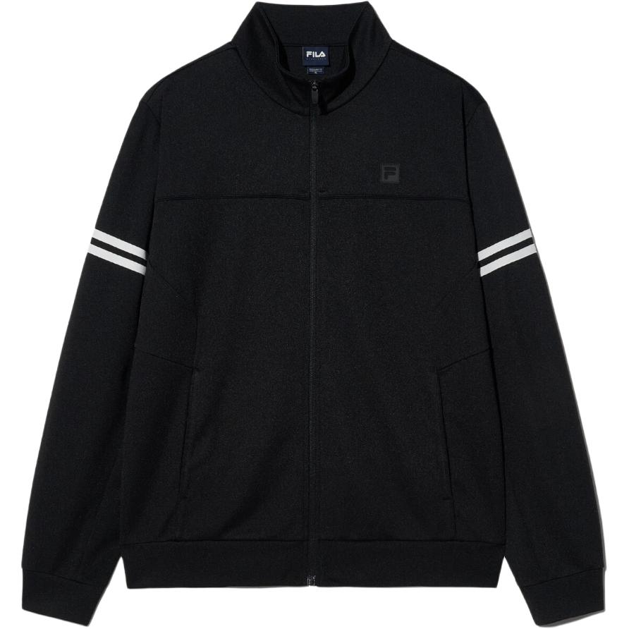 FILA Black Zip-Up Jacket with Piping Detail and Stand Collar FS2FTH1231MBLK
