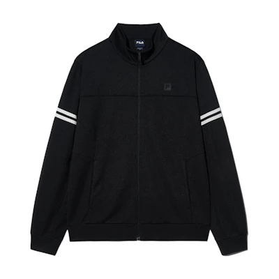 FILA Black Zip-Up Jacket with Piping Detail and Stand Collar FS2FTH1231MBLK
