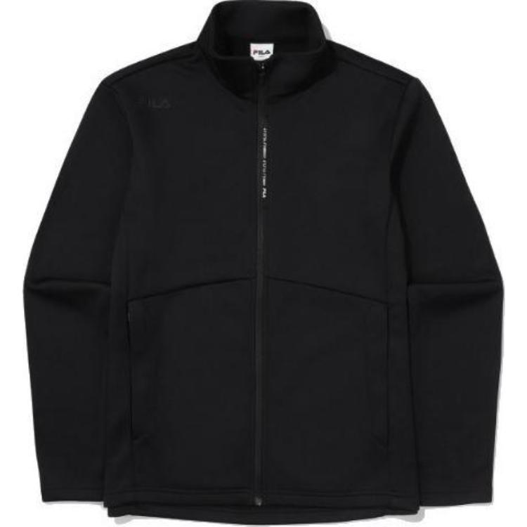 FILA Black Zip-Up Jacket with Solid Color Logo Print FS2FTE4201M-BLK