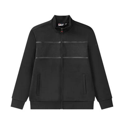 FILA Black Zip-Up Track Jacket with Striped Accents F11M048506F-BK