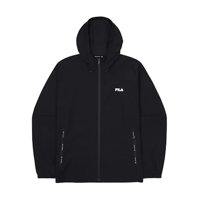 FILA Black Zipper Hooded Jacket with Embroidered Lettering FS2FTF2202M-BLK