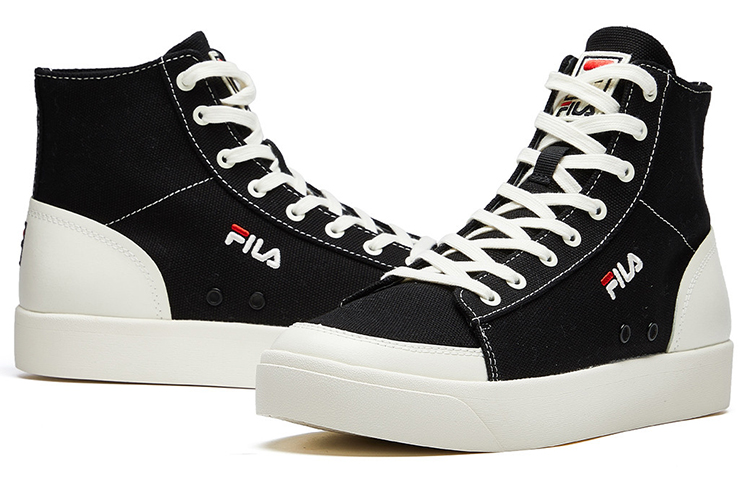Shop FILA Block High-top Canvas Shoes Black T12M014401FBK