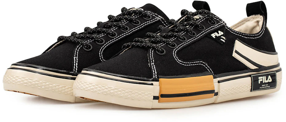 FILA Block Reform Canvas Shoes Black/White/Yellow T12M034401FBK Order FILA Block Reform Canvas Shoes Black/White/Yellow T12M034401FBK