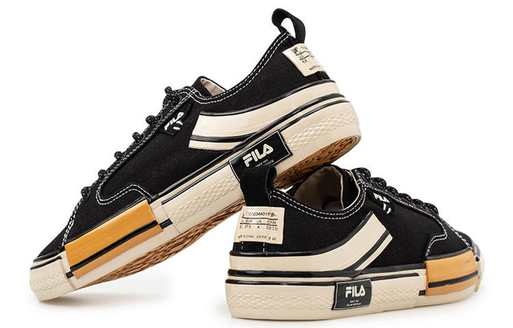 Lookbook 휠라 블록 리폼 캔버스 슈즈 (검/흰/노) T12M034401FBK