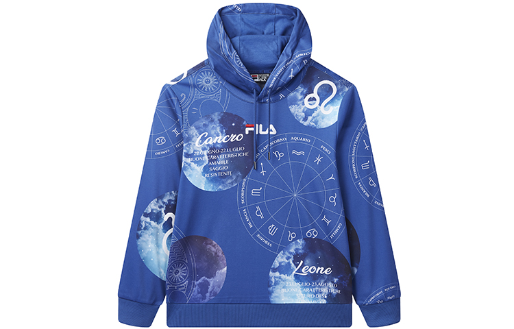 FILA Blue Hoodie with Embroidered Logo and Fun Print Design F11M038213GDB