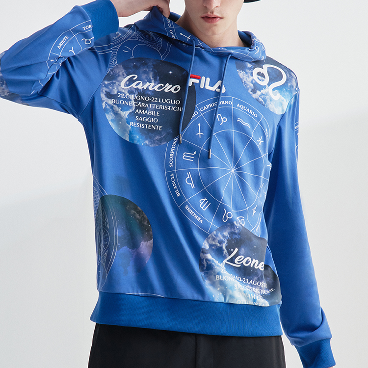 FILA Blue Hoodie with Embroidered Logo and Fun Print Design F11M038213GDB 圖 4