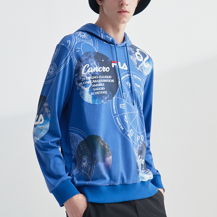 FILA Blue Hoodie with Embroidered Logo and Fun Print Design F11M038213GDB 圖 5