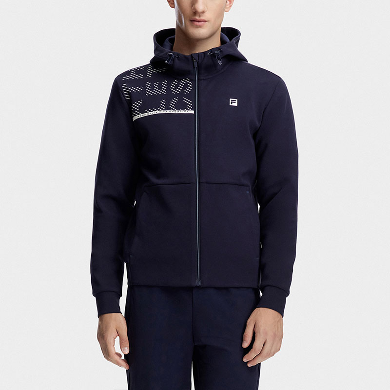 FILA Blue Knit Jacket with Letter Print and Hood for Gym A11M341502FNV 圖 4