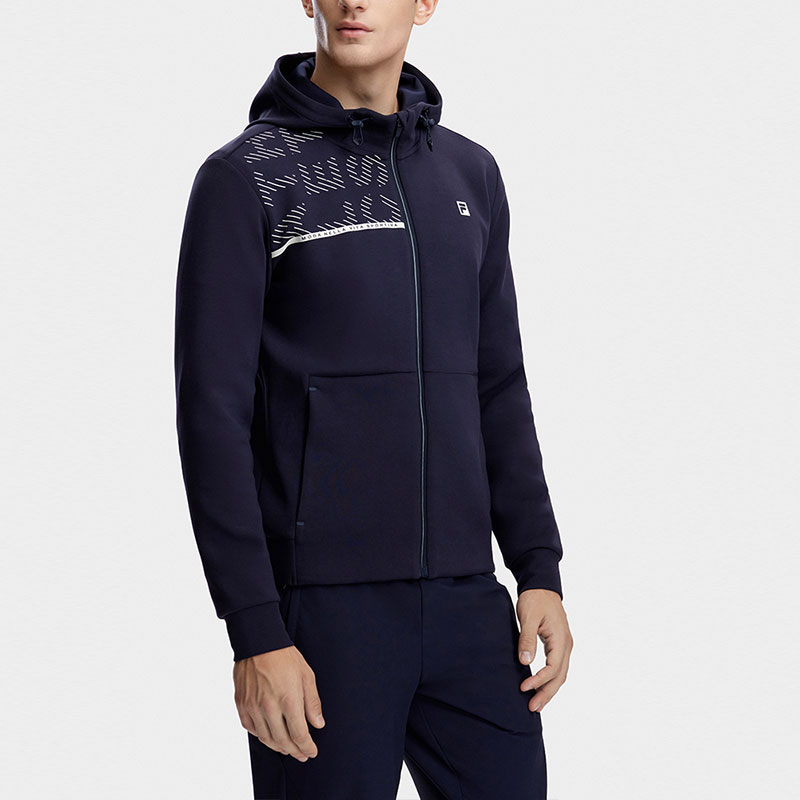 FILA Blue Knit Jacket with Letter Print and Hood for Gym A11M341502FNV 圖 6