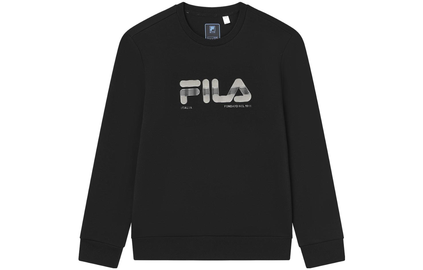 FILA Blue Letter Logo Black Crewneck Pullover Sweatshirt Retro Style F11M342211FBK