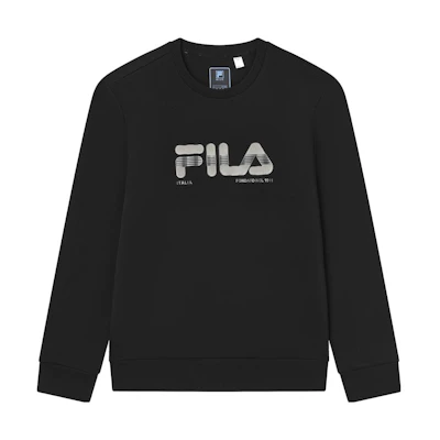 FILA Blue Letter Logo Black Crewneck Pullover Sweatshirt Retro Style F11M342211FBK