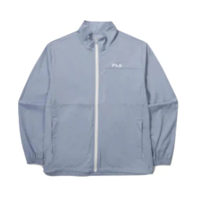 FILA Blue Logo Print Zip-Up Stand Collar Jacket FS2JKG2201M-HBU