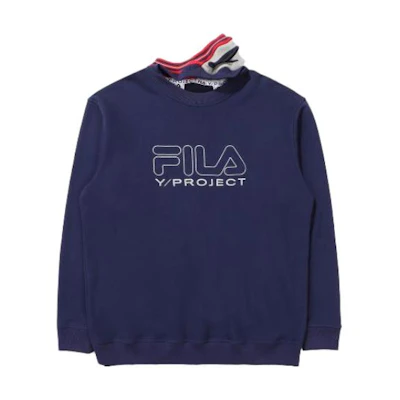 FILA Blue Pullover Sweatshirt with Solid Color and Letter Print FS2POE1Y02XI-NA