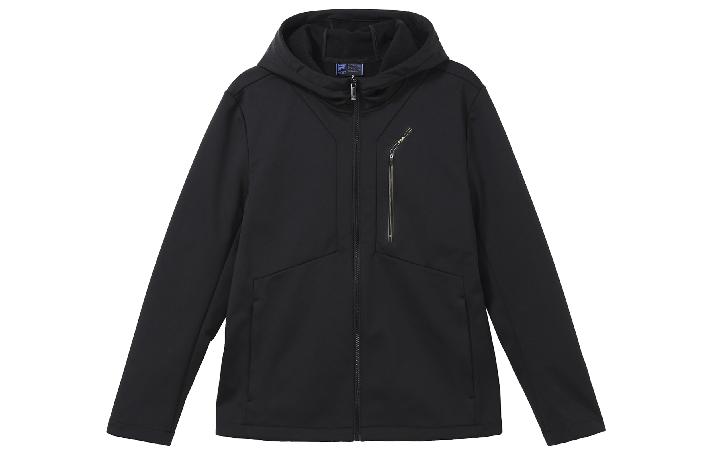 FILA BLUE Series  Black Hooded Long Sleeve Down Jacket F11M342912R-BK