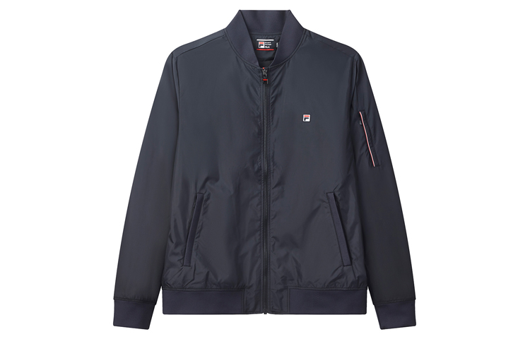 FILA Blue Solid Color Embroidered Logo Woven Jacket F11M031702F-NV