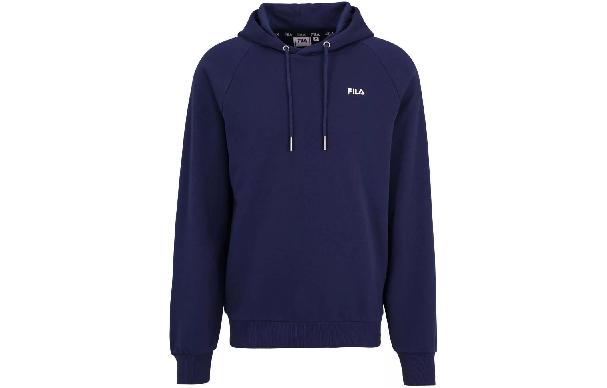 FILA Blue Solid Color Pullover Hoodie Long Sleeve Casual Sweatshirt FAM0341-50001