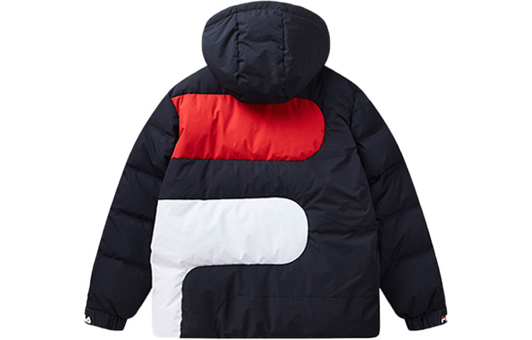 Order FILA Blue Winter Colorblock Logo Hooded Down Jacket F51M148920FNV