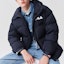 Shop FILA Blue Winter Colorblock Logo Hooded Down Jacket F51M148920FNV