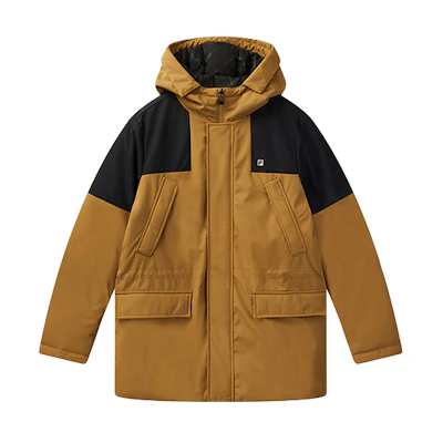 FILA Bone Brown Fleece-Lined Windproof Hooded Down Jacket Winter F11M041910F-BN