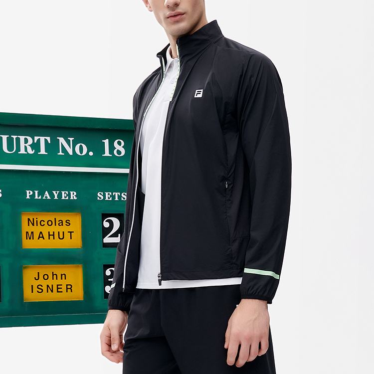 FILA Breathable Black Athletics Logo Print Casual Woven Jacket A11M223703F-BK 圖 5