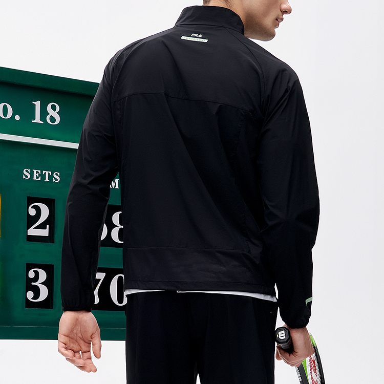 FILA Breathable Black Athletics Logo Print Casual Woven Jacket A11M223703F-BK 圖 6