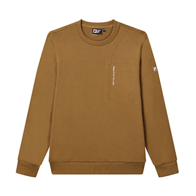 FILA Brown Crewneck Sweatshirt with Letter Print Design F11M132257F-BN