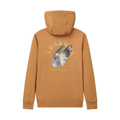 FILA Brown Hoodie with Wing Letter Print Back Design F11M138255F-BN