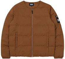 FILA Brown Unisex Down Jacket with Logo Patch and Zipper FS2DJF4134X-BRN FILA Brown Unisex Down Jacket with Logo Patch and Zipper FS2DJF4134X-BRN