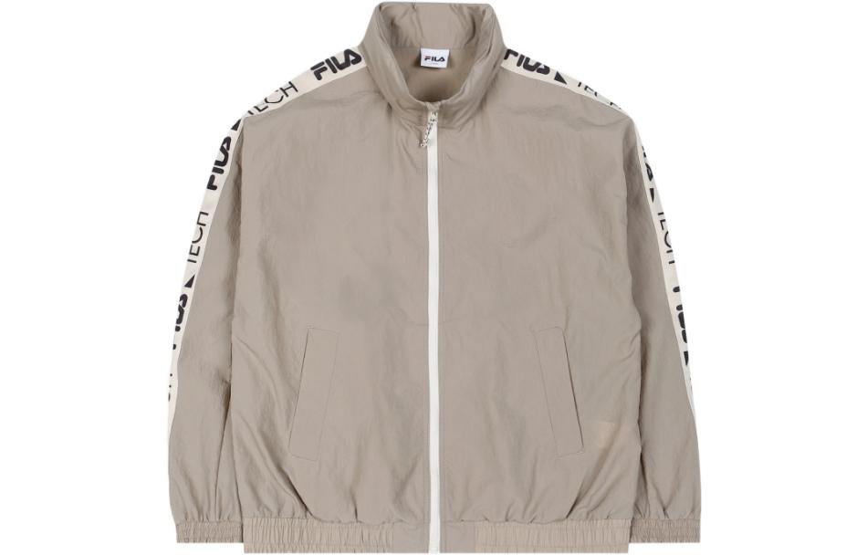 FILA Brown Zip-Up Jacket with Logo Tape Details FE2JKC5121X-LBE