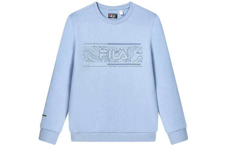 FILA Business Casual Logo Knit Pullover Sweatshirt - Infinity Blue F11M247201FLB