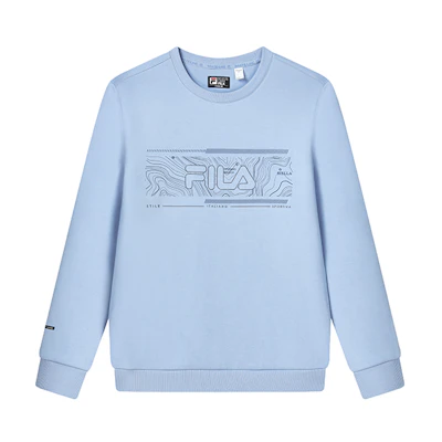 FILA Business Casual Logo Knit Pullover Sweatshirt - Infinity Blue F11M247201FLB
