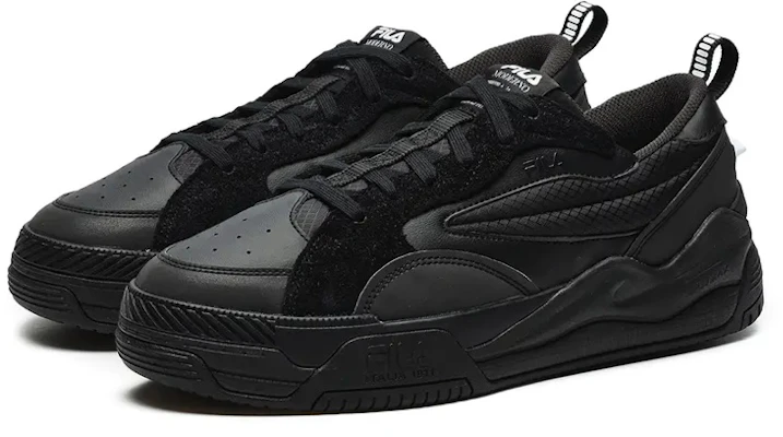 FILA斐乐 Canestro 時尚休閒 低幫 復古籃球鞋 男款 黑色 Lookbook FILA斐乐 Canestro 時尚休閒 低幫 復古籃球鞋 男款 黑色